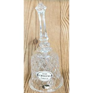 Vintage Lead Crystal Bell 6.5" Clear Cut Diamond Pattern Decorative Collectible